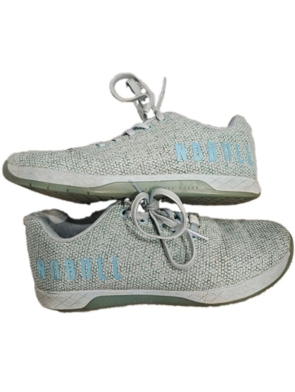 NOBULL Women’s Lace Up Athletic Sneakers Green/Blue Low Top Solid Rubber Sole 9